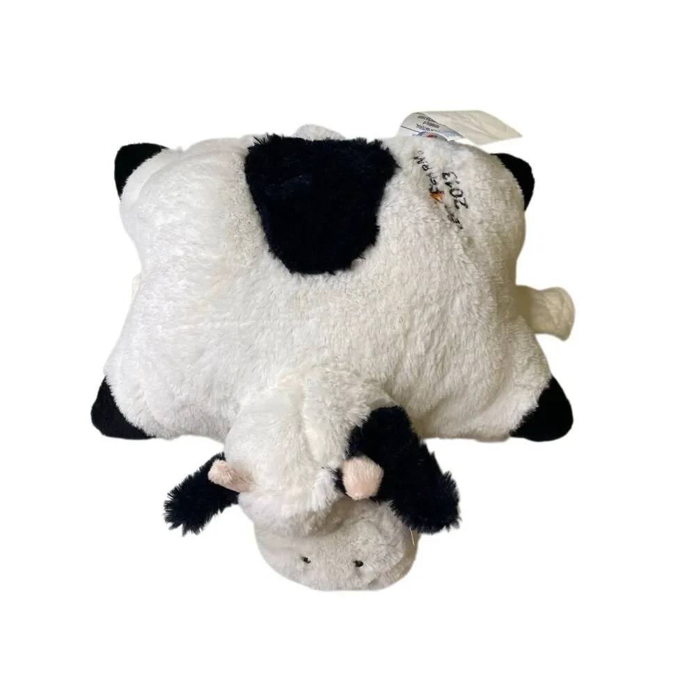 Hugfun Cow Plush Pillow Stuffed Animal Black White Farmhouse Toy Soft Kids Farm